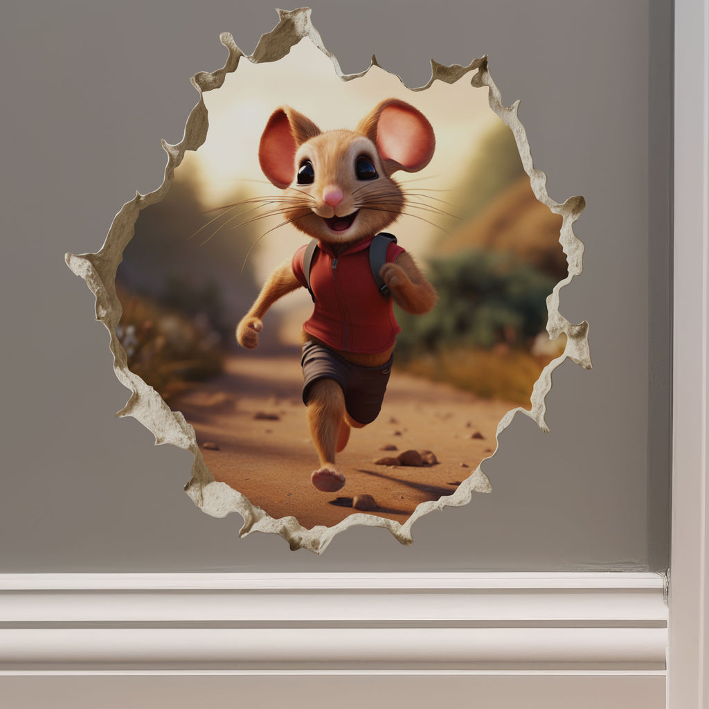 Jogging Running Mouse decal on wall