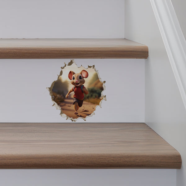 Jogging Running Mouse decal on stairs