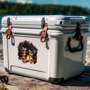 Camping mice decal on cooler