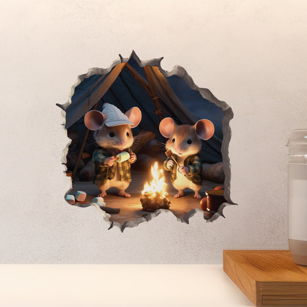 Camping Mice decal on countertop
