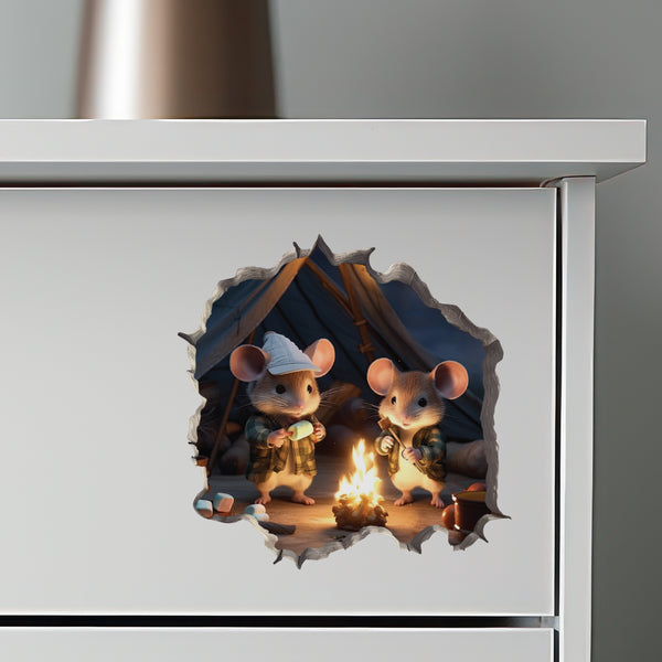Camping Mice decal on dresser