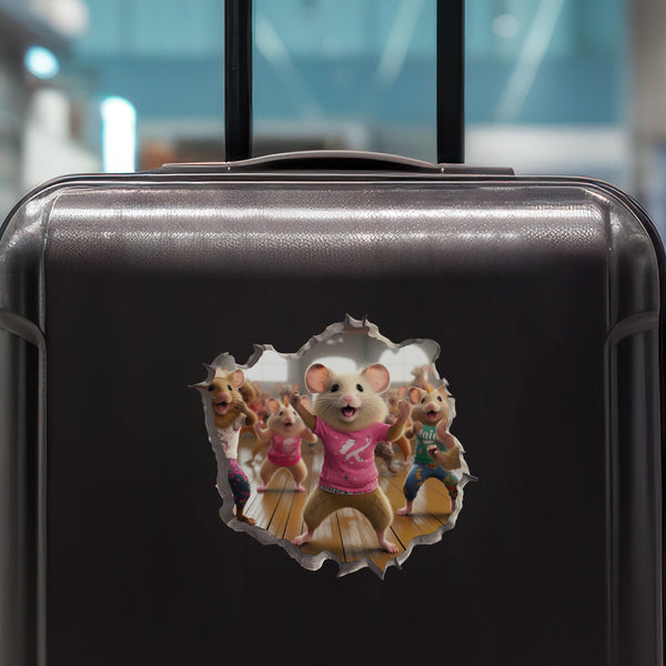 Cardio Dance Workout Mouse decal on luggage