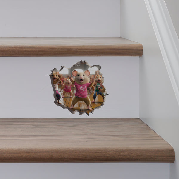 Cardio Dance Workout Mouse decal on stairs