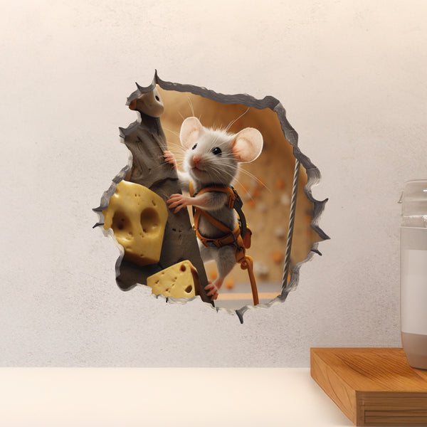 Cheese Climbing Mouse decal on countertop