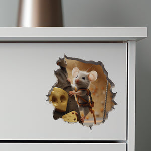 Cheese Climbing Mouse decal on dresser