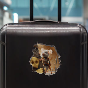 Cheese Climbing Mouse decal on luggage