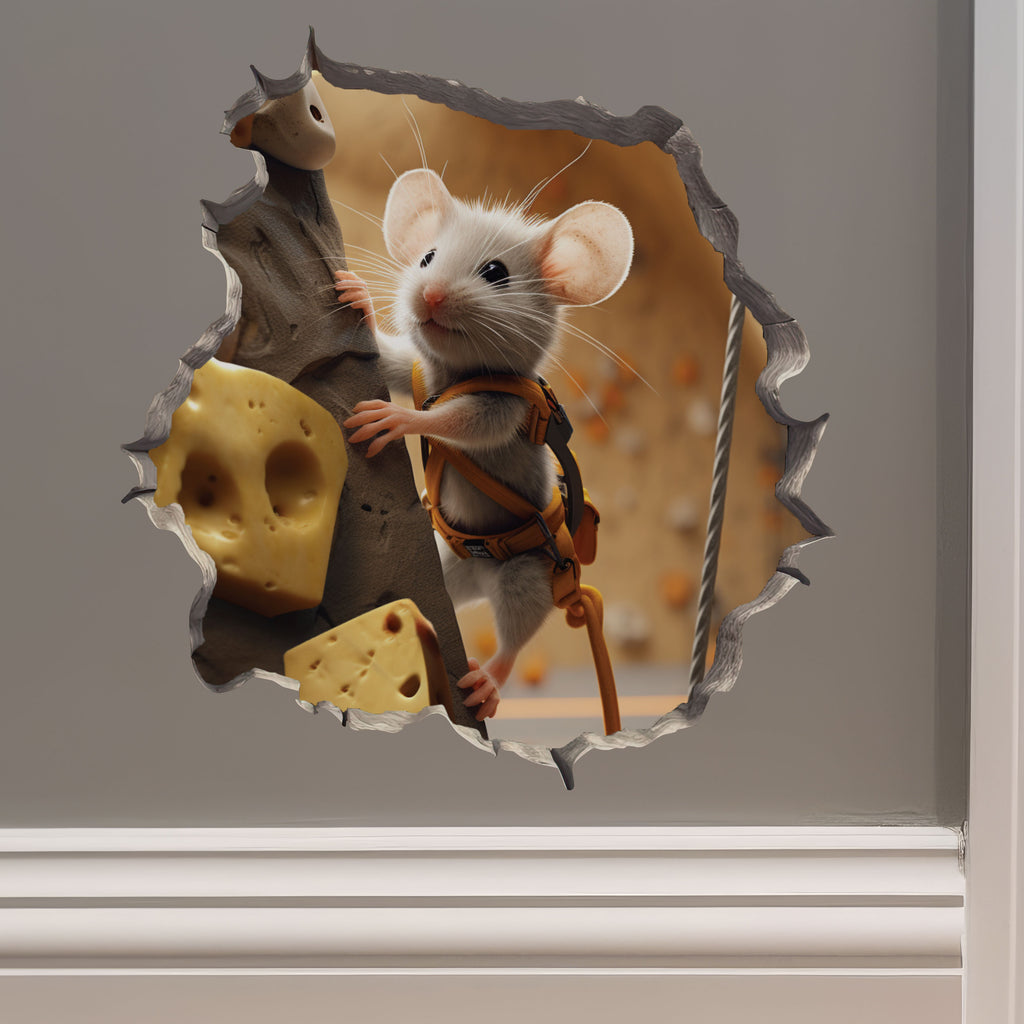 Rock Climbing Cheese Mouse on wall