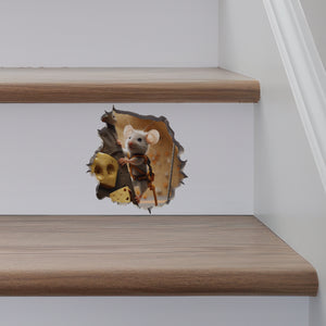Cheese Climbing Mouse decal on stairs