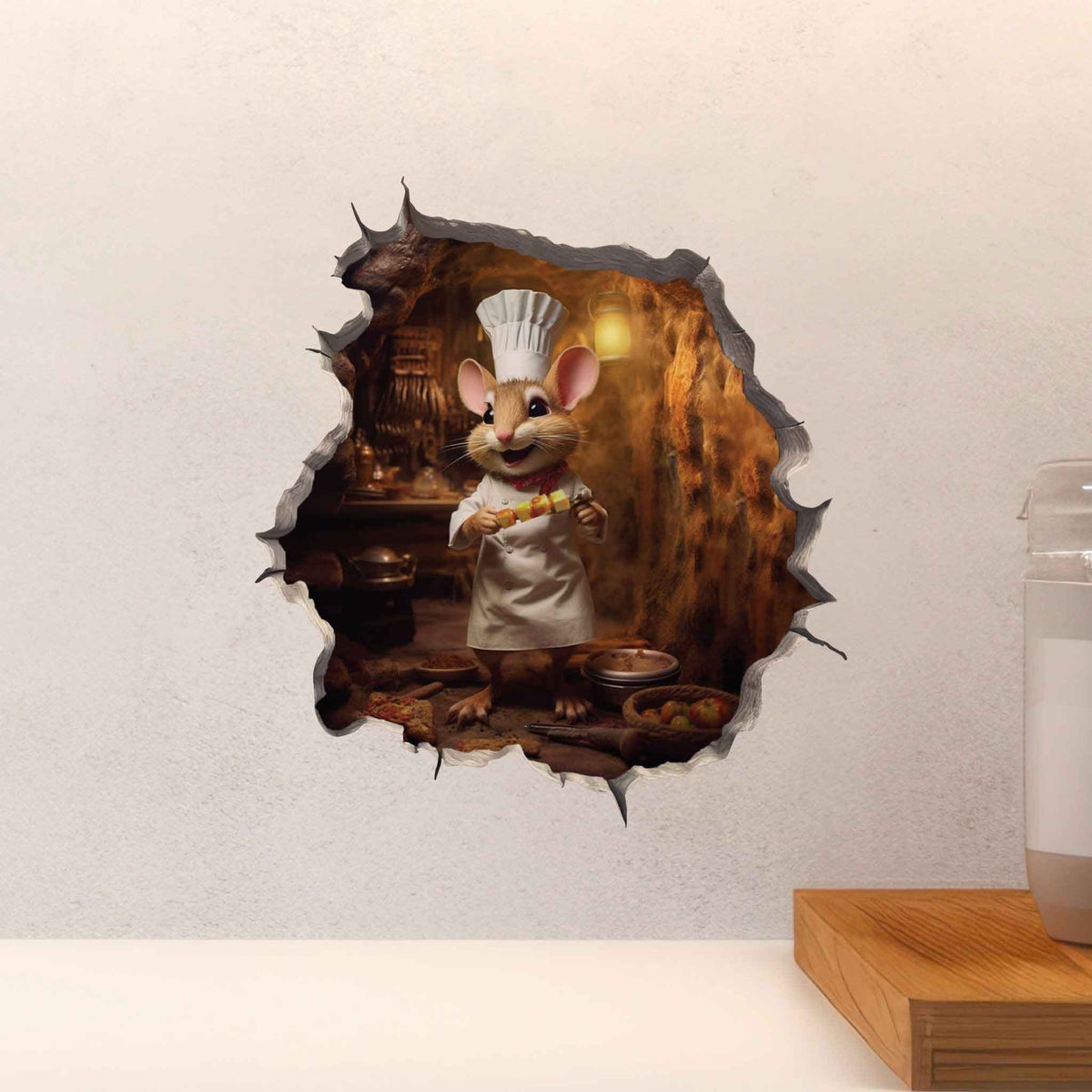 Chef Mouse Wall Hole Decal