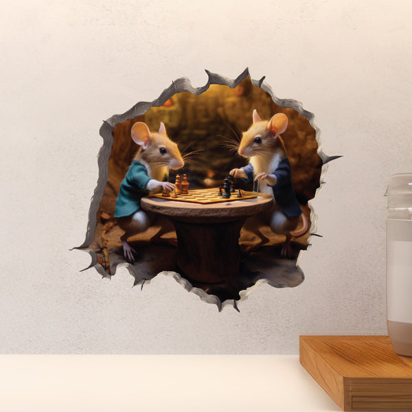 Chess Mice decal above countertop