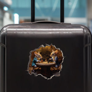 Chess Mice decal on luggage