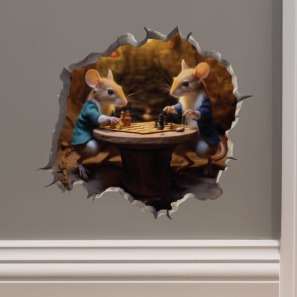 Chess mouse decal on wall