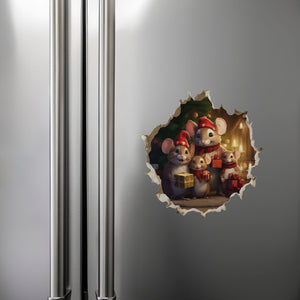 Christmas Family Mice decal on refrigerator