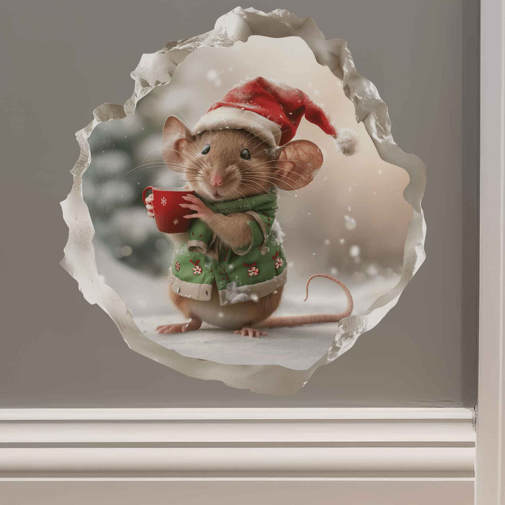 Christmas Hot Cocoa Mouse Hole Decal - My Wonderful Walls