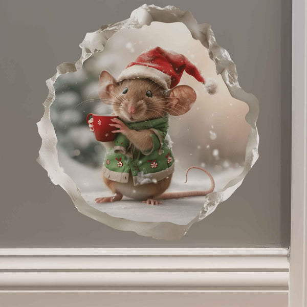 Christmas Hot Cocoa Mouse Hole Decal - My Wonderful Walls
