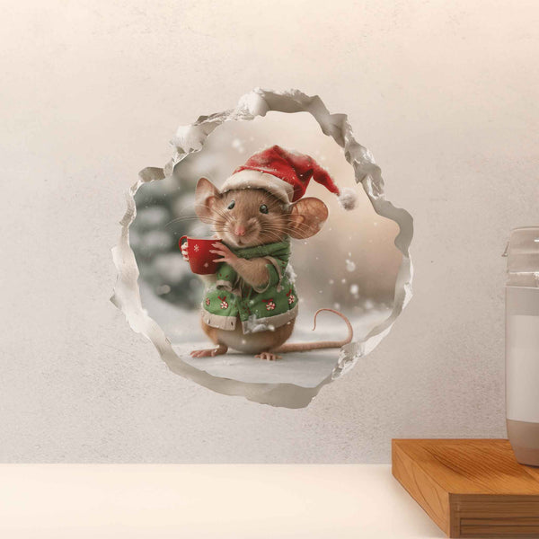 Christmas Hot Cocoa Mouse Hole Decal - My Wonderful Walls