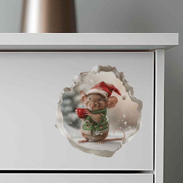 Christmas Hot Cocoa Mouse Hole Decal - My Wonderful Walls