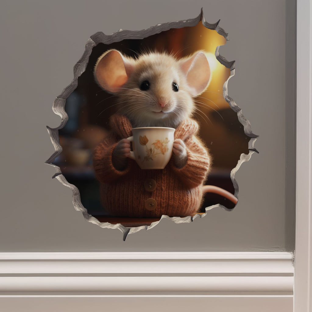 Coffee Lover Mouse decal on wall