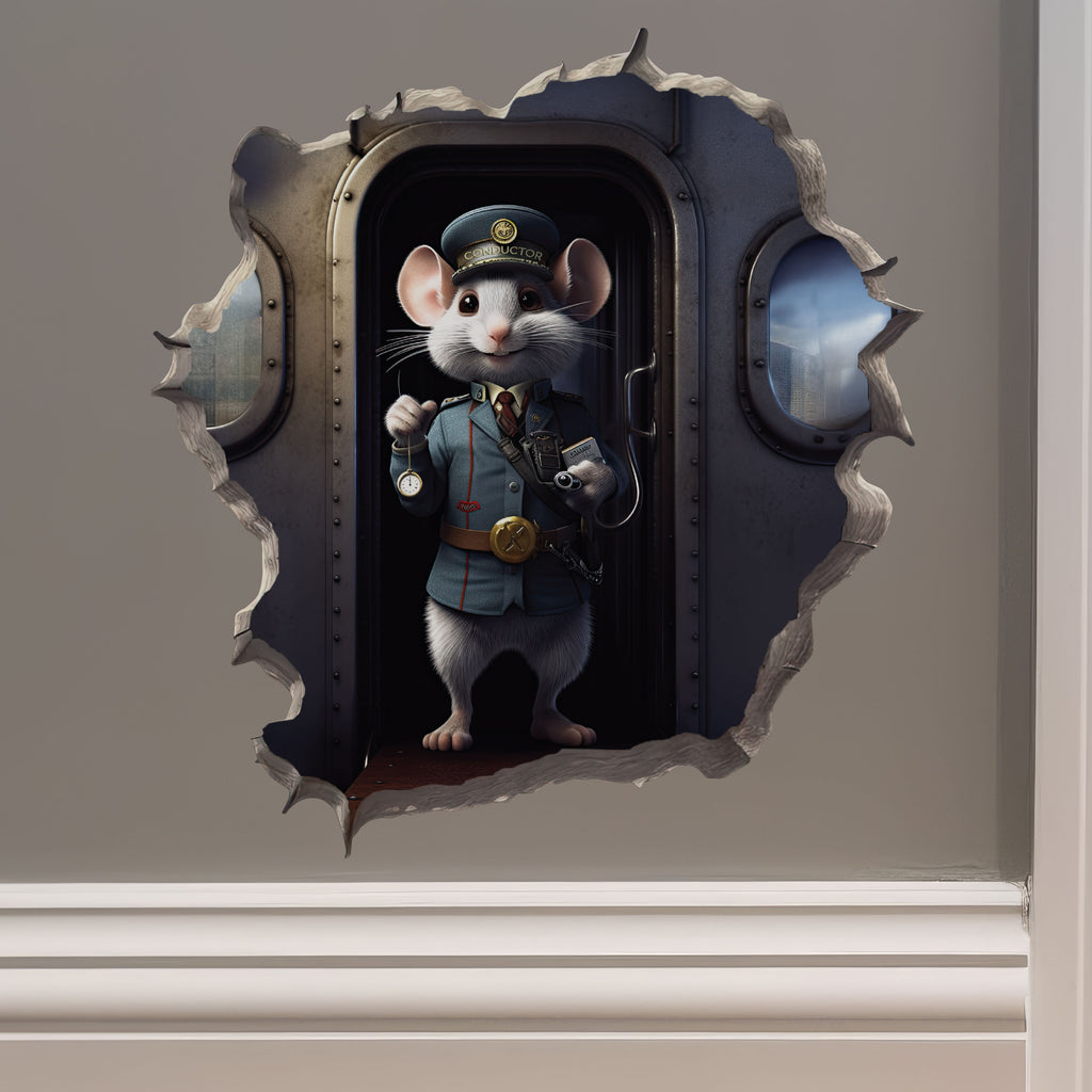 Train Conductor Mouse decal on wall