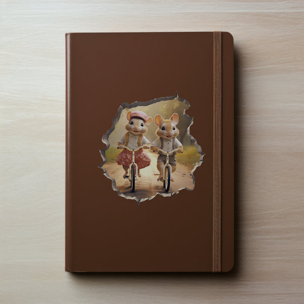 Couple Mice on Bike Ride decal on notebook