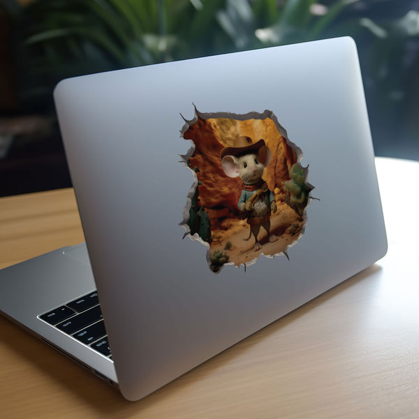Cowboy Mouse Decal on laptop