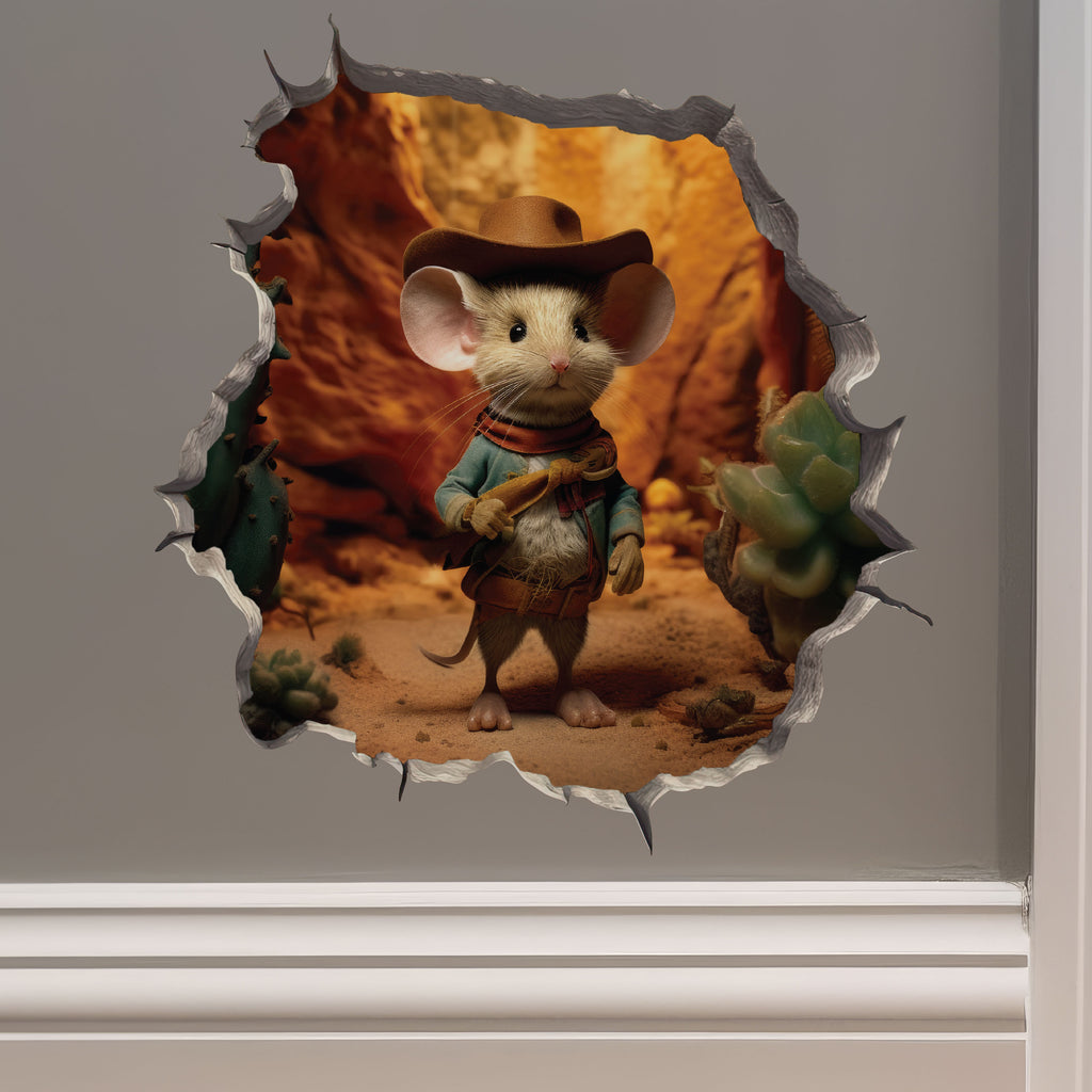 Cowboy Mouse decal on wall