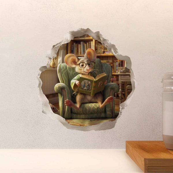 Cozy Reading Mouse Hole Decal - My Wonderful Walls