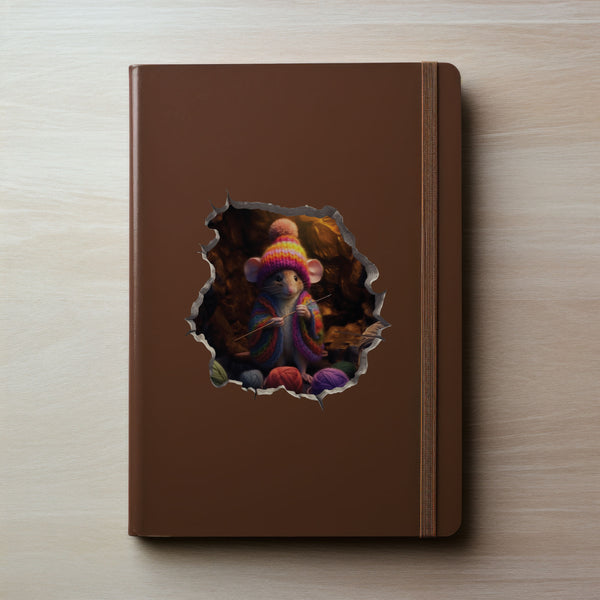 Crochet Mouse decal on notebook