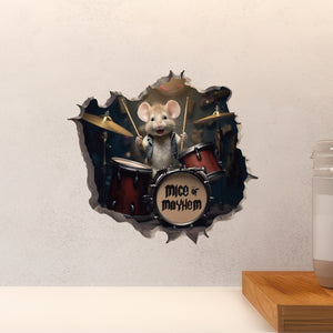 Drummer Mouse decal on countertop