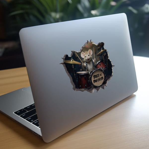 Drummer Mouse decal on laptop