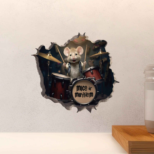 Drummer Mouse Hole Decal - My Wonderful Walls