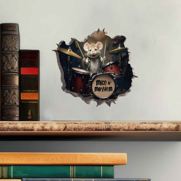 Drummer Mouse Hole Decal - My Wonderful Walls