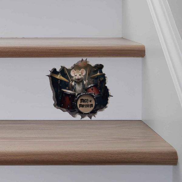 Drummer Mouse Hole Decal - My Wonderful Walls