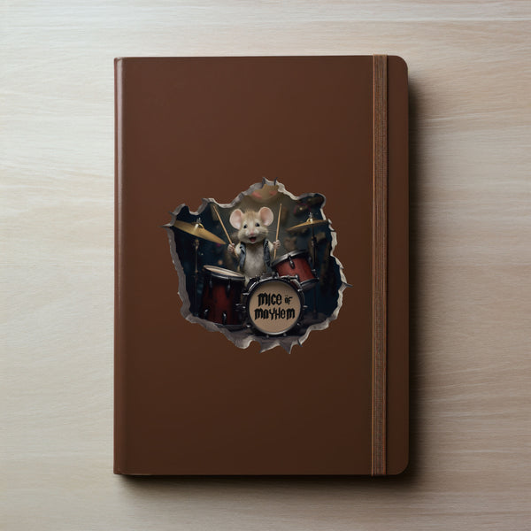 Drummer Mouse decal on notebook