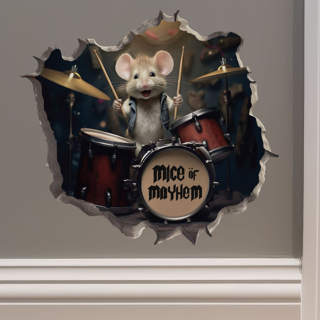 Drummer Mouse decal on wall