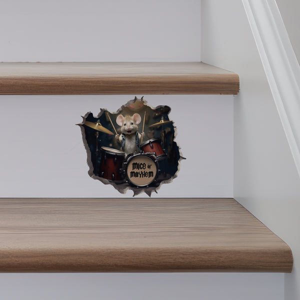 Drummer Mouse decal on staris