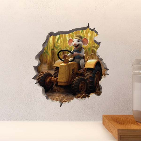 Farmer Mouse decal on countertop
