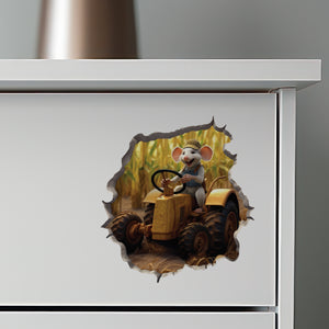 Farmer Mouse decal on dresser