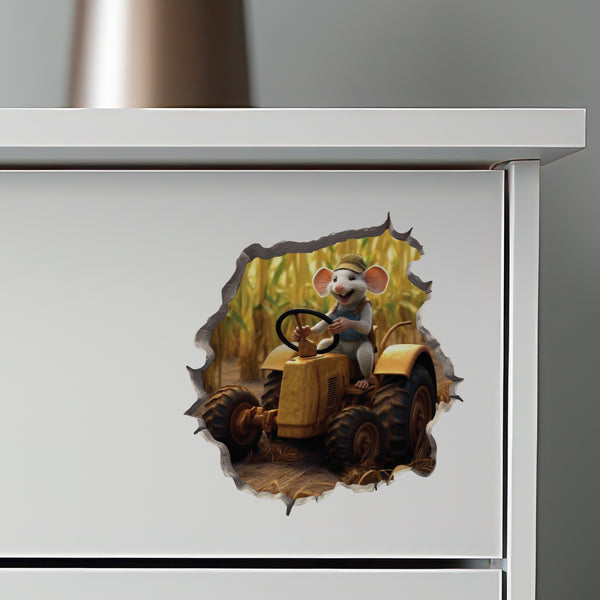 Farmer Mouse decal on dresser