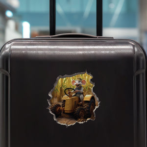 Farmer Mouse decal on luggage