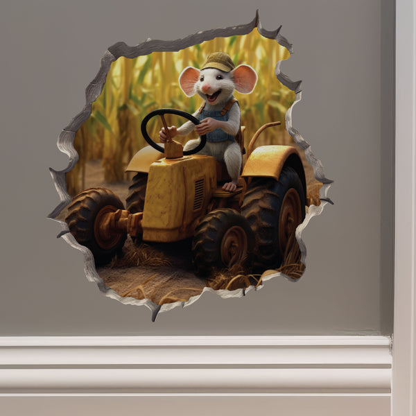 Farmer Mouse decal on wall