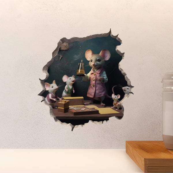Female Teacher Mouse decal above countertop