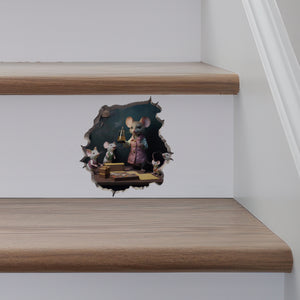 Female Teacher Mouse decal on stairs