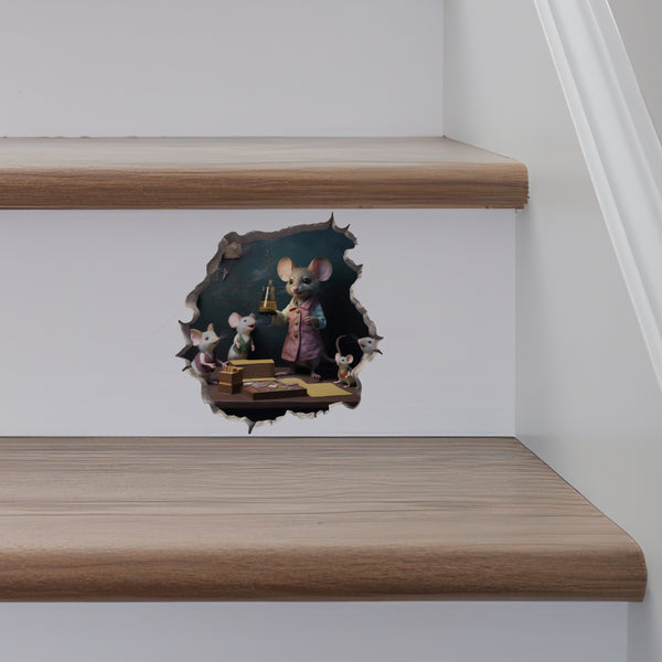 Female Teacher Mouse decal on stairs