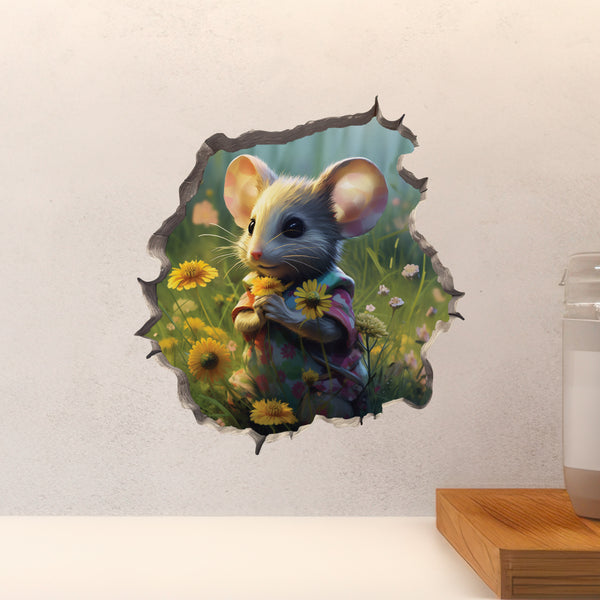 Flower Mouse decal on countertop