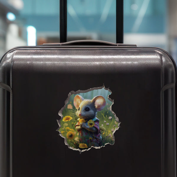 Flower Mouse decal on luggage