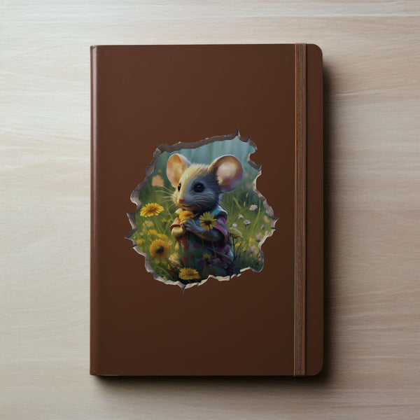 Flower Mouse decal on notebook