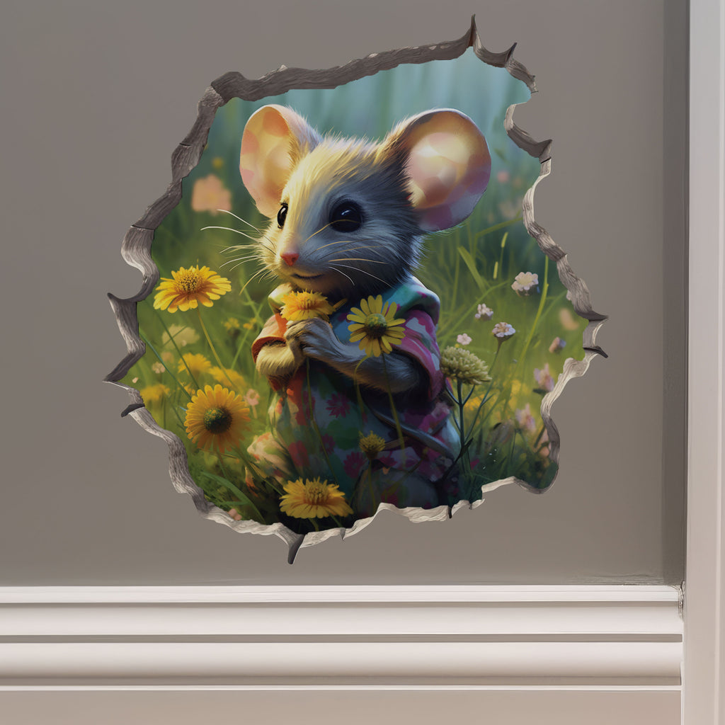 Flower Mouse decal on wall