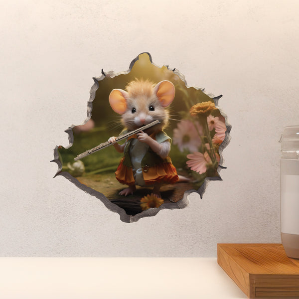 Flute Mouse decal on countertop