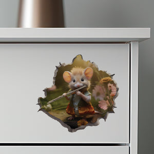 Flute Mouse decal on dresser